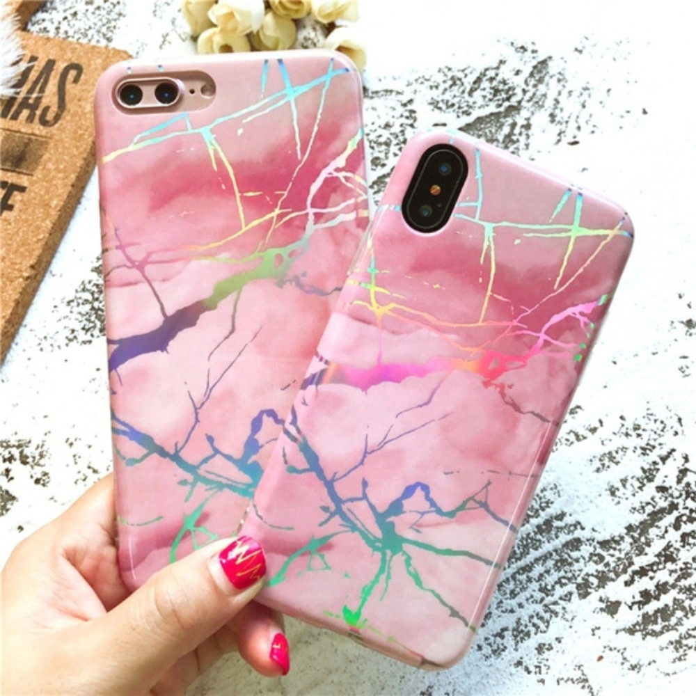 NEW iPhone 7/8/Plus Laser effect Marble case - Picture 4 of 4